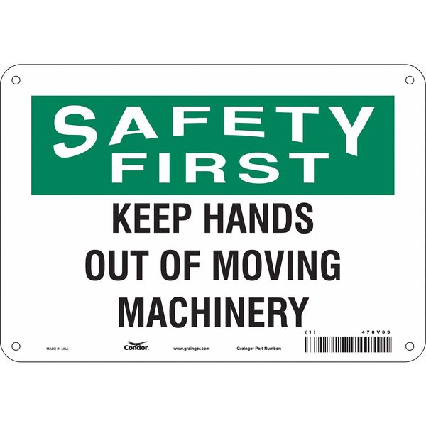 Safety Sign, 7 in Height, 10 in Width, Polyethylene, Vertical Rectangle, English, 478V83