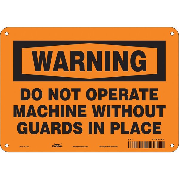 Safety Sign, 7 in Height, 10 in Width, Polyethylene, Vertical Rectangle, English, 478V96