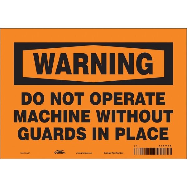 Safety Sign, 7 in Height, 10 in Width, Vinyl, Vertical Rectangle, English, 478V98