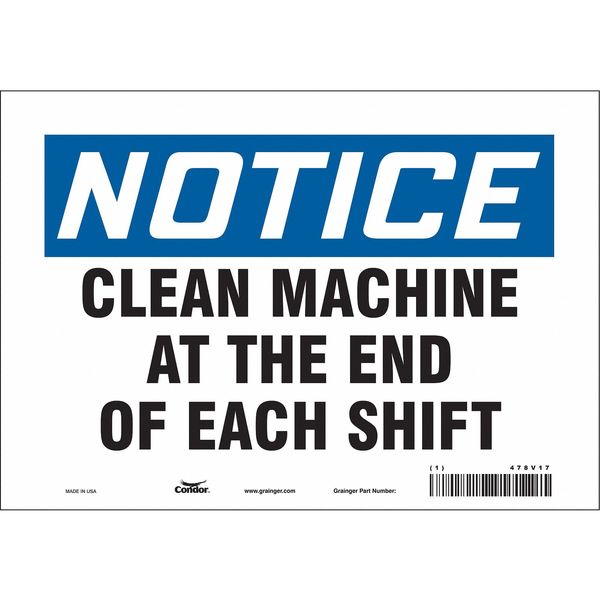 Safety Sign, 7 in Height, 10 in Width, Vinyl, Vertical Rectangle, English, 478V17