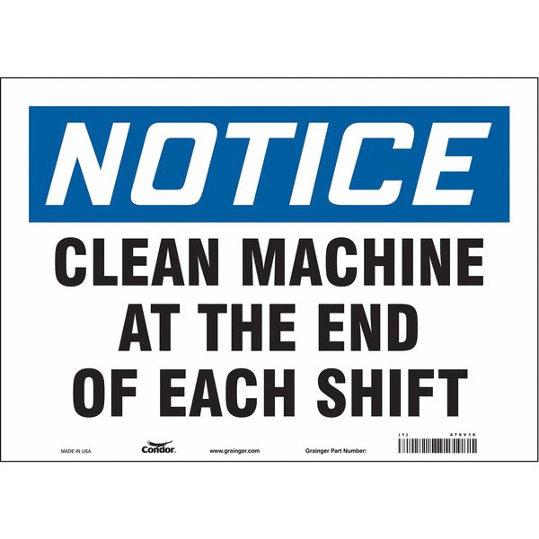 Safety Sign, 10 in Height, 14 in Width, Vinyl, Horizontal Rectangle, English, 478V18