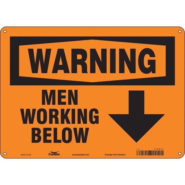 Safety Sign, 10 in Height, 14 in Width, Polyethylene, Horizontal Rectangle, English, 478W80