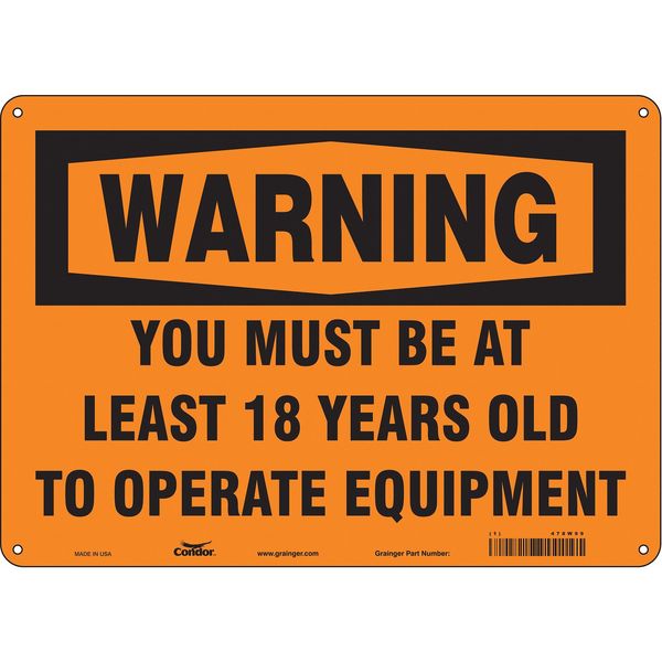 Safety Sign, 10 in Height, 14 in Width, Polyethylene, Horizontal Rectangle, English, 478W99