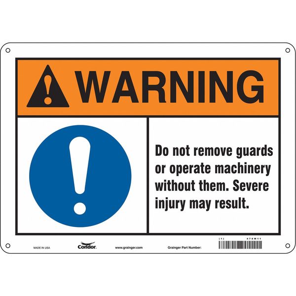 Safety Sign, 10 in Height, 14 in Width, Polyethylene, Horizontal Rectangle, English, 478W11
