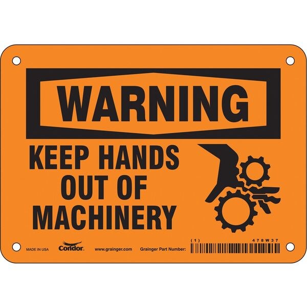 Safety Sign, 5 in Height, 7 in Width, Polyethylene, Horizontal Rectangle, English