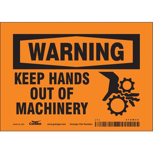 Safety Sign, 5 in Height, 7 in Width, Vinyl, Horizontal Rectangle, English, 478W40