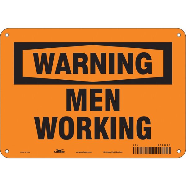 Safety Sign, 7 in Height, 10 in Width, Polyethylene, Vertical Rectangle, English, 478W61