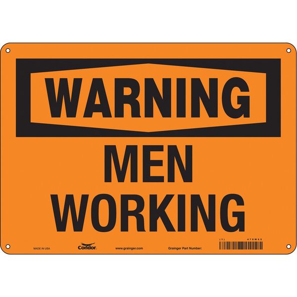 Safety Sign, 10 in Height, 14 in Width, Polyethylene, Horizontal Rectangle, English, 478W62