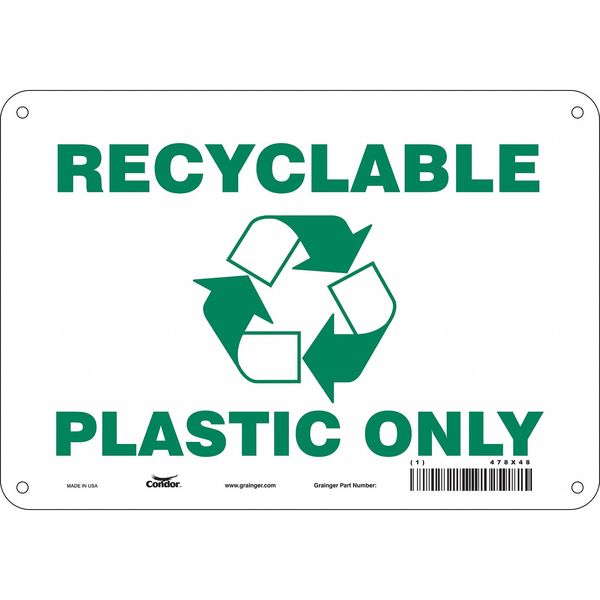Safety Sign, 7 in Height, 10 in Width, Polyethylene, Vertical Rectangle, English, 478X48