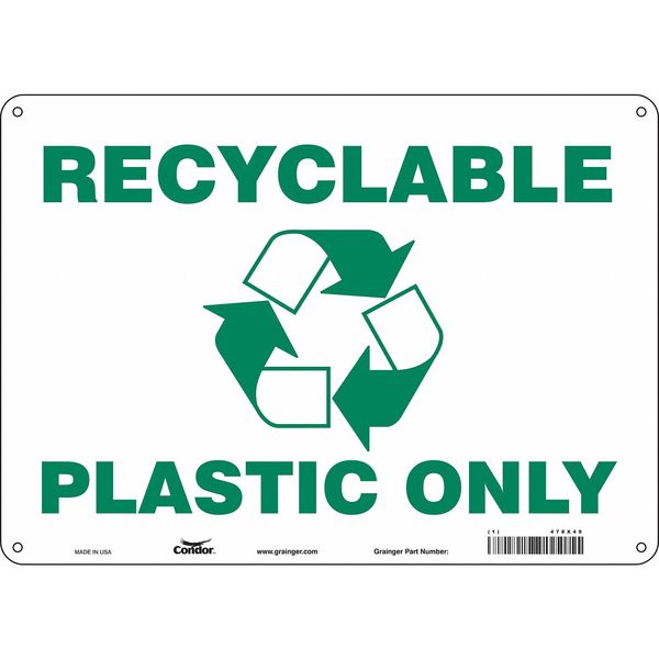 Safety Sign, 10 in Height, 14 in Width, Polyethylene, Horizontal Rectangle, English, 478X49