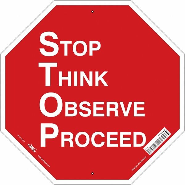 Safety Sign, 24 in Height, 24 in Width, Polyethylene, Octagon, English
