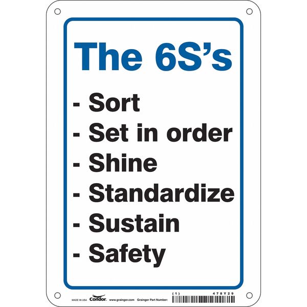 Safety Sign, 10 in Height, 7 in Width, Polyethylene, Horizontal Rectangle, English, 478Y29