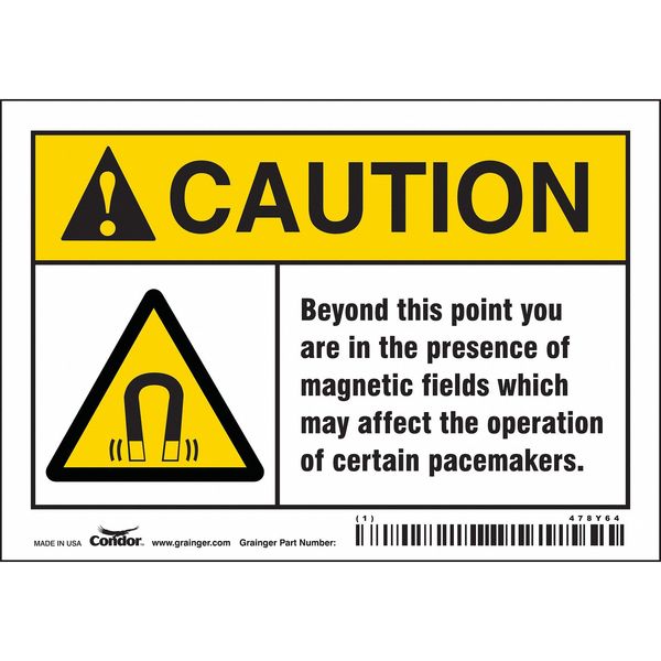 Safety Sign, 3 1/2 in Height, 5 in Width, Vinyl, Horizontal Rectangle, English, 478Y64