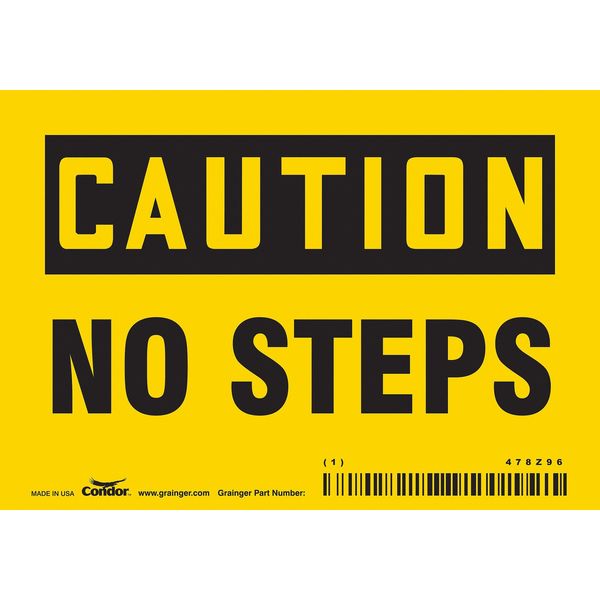 Safety Sign, 3 1/2 in Height, 5 in Width, Vinyl, Horizontal Rectangle, English, 478Z96
