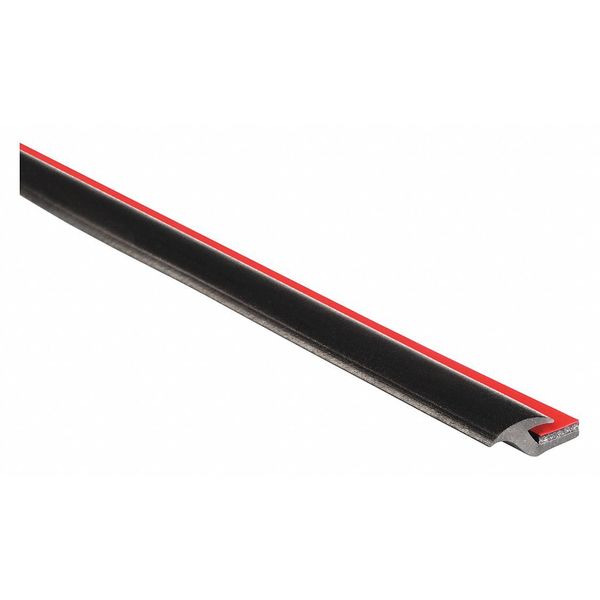 Rubber Edging, EPDM, 25 ft Length, Adhesive, Foam Acrylic Backing, 35/64 in Overall Width