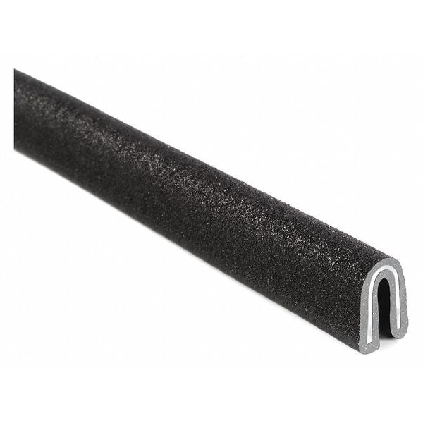 Edge Trim, PVC, Aluminum, 25 ft Length, 0.332 in Overall Width, Style: Rubber Look
