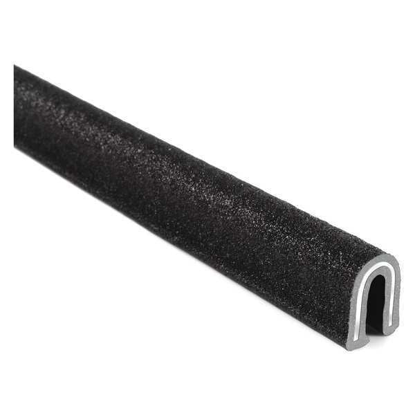Edge Trim, PVC, Aluminum, 25 ft Length, 0.395 in Overall Width, Style: Rubber Look
