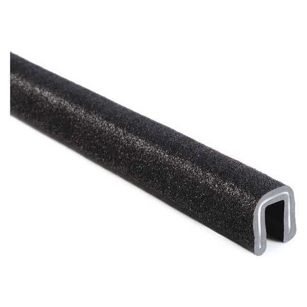Edge Trim, PVC, Aluminum, 25 ft Length, 0.52 in Overall Width, Style: Rubber Look