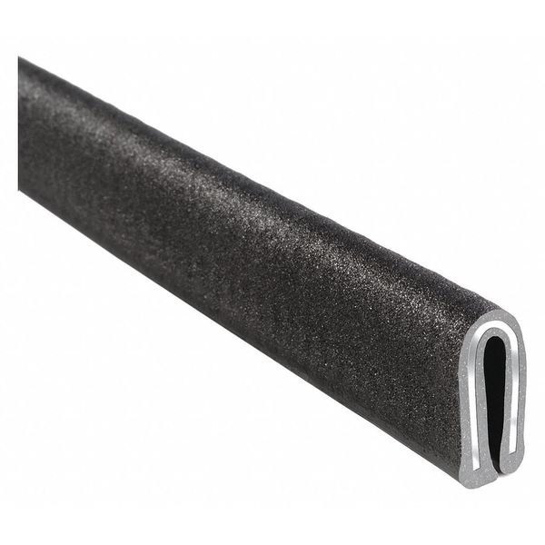 Edge Trim, PVC, Aluminum, 100 ft Length, 0.282 in Overall Width, Style: Rubber Look