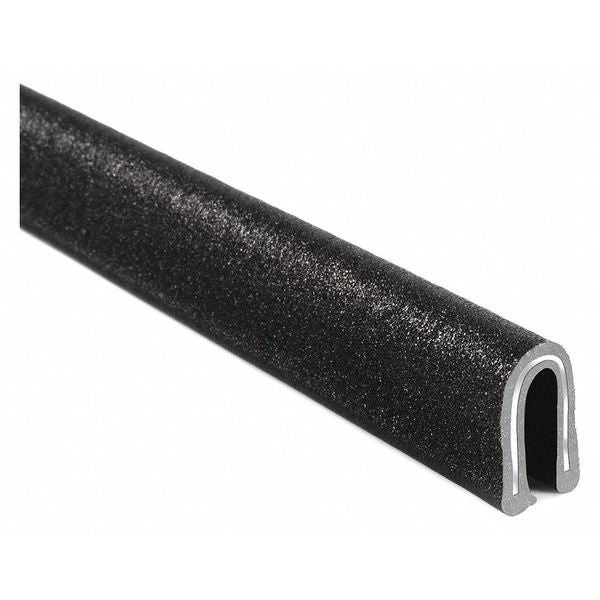 Edge Trim, PVC, Aluminum, 25 ft Length, 0.345 in Overall Width, Style: Rubber Look