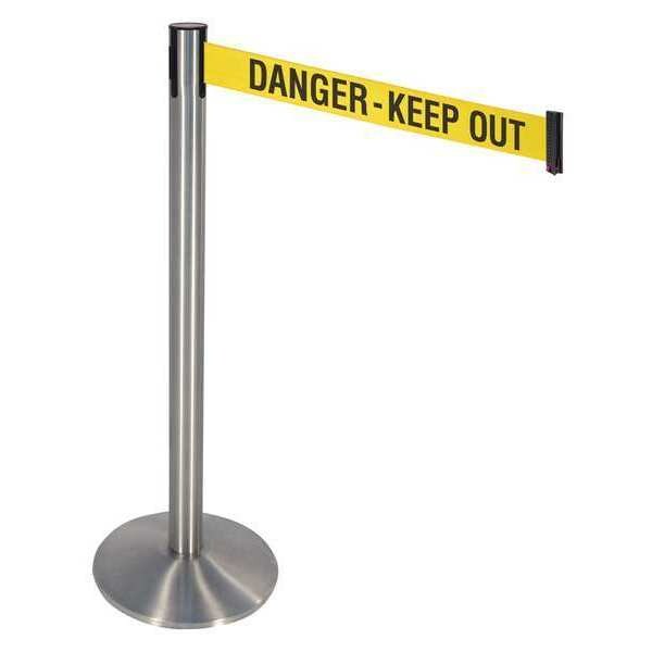 Barrier Post, Satin SS, 3in. Belt W, Sloped