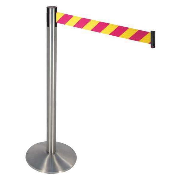 Barrier Post, Gray, Magenta/Yl Belt, Sloped