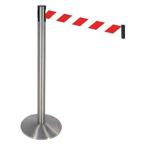 Barrier Post, Gray, Red/White Belt, Sloped