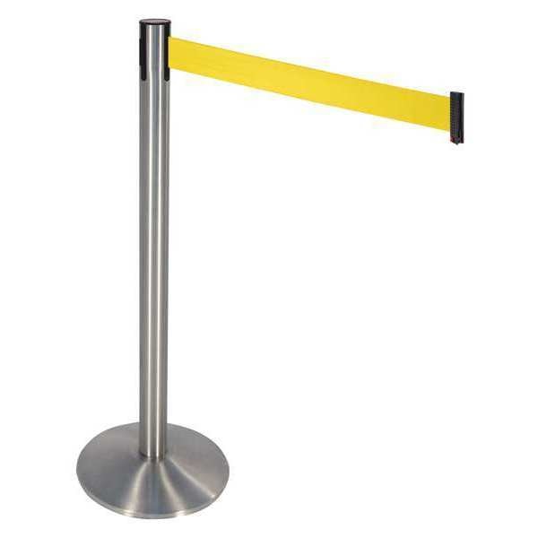 Barrier Post, Gray, Yellow Belt, 40 in. H