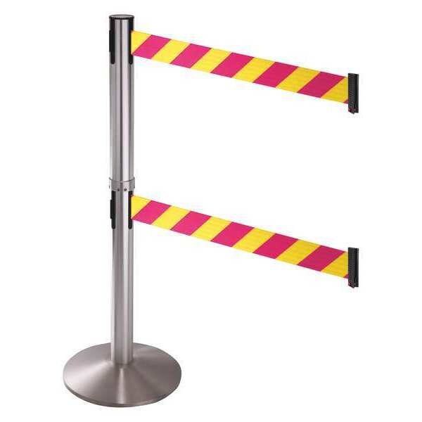 Barrier Post, 40in. Post H, Cast Iron Base