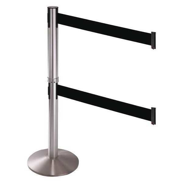 Barrier Post, SS, 3 in. Belt W, Black Belt