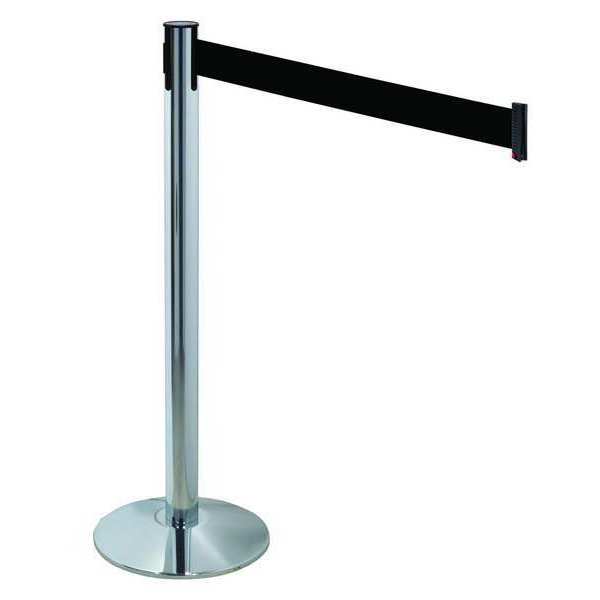 Barrier Post, Gray, Black Belt, 40 in. H