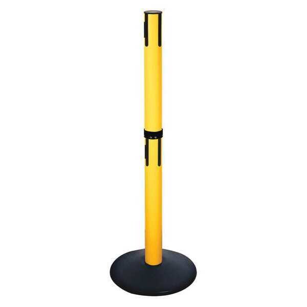 Belt Barrier Rcvr. Post, Yellow, Cast Iron