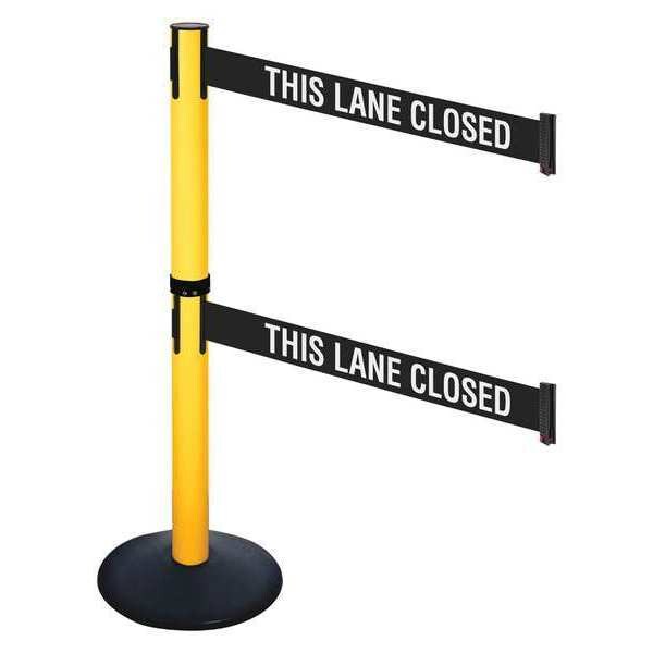 Barrier Post, 40 in. H, Black/White Belt