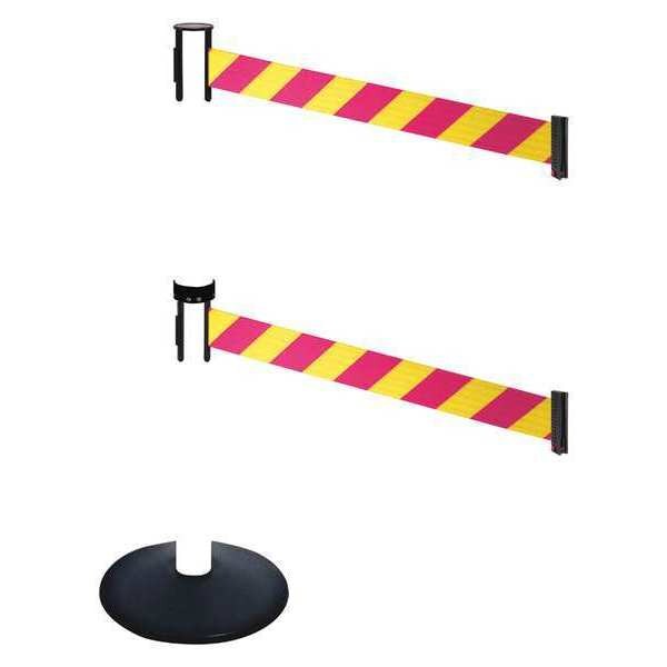 Barrier Post, Black, Magenta/Yellow Belt