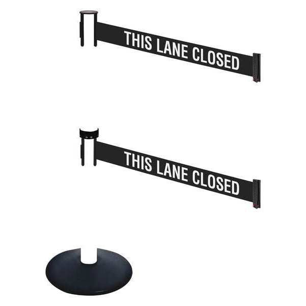 Barrier Post, 40 in. H, Black/White Belt