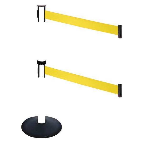 Barrier Post, Ylw Belt, 2 Belts, 40 in. H