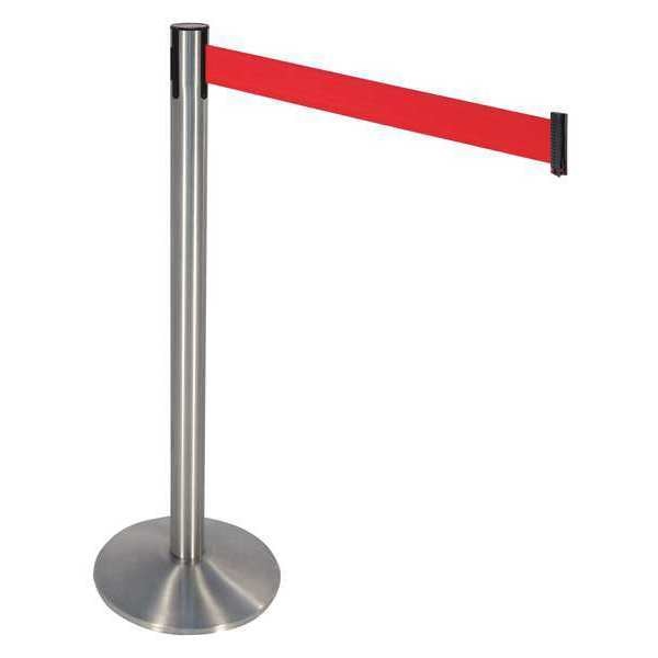 Barrier Post, Red Belt, 3in. Belt W, w/Base