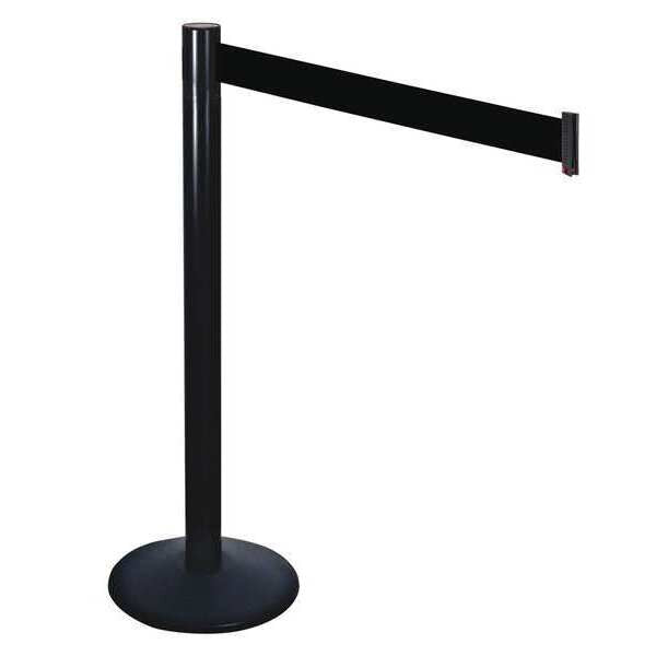 Barrier Post, Blk, Blk Belt, Aluminum Post