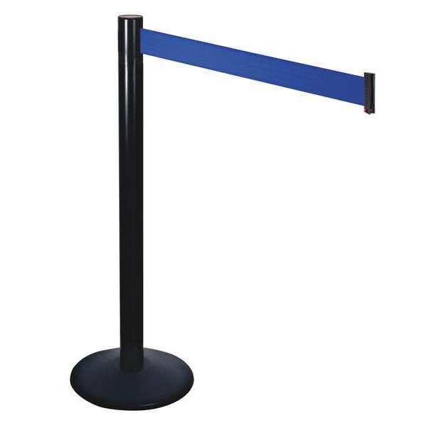 Barrier Post, Blk, Blue Belt, Aluminum Post