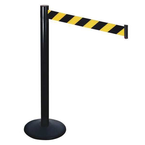 Barrier Post, Black/Ylw Belt, 3 in. Belt W