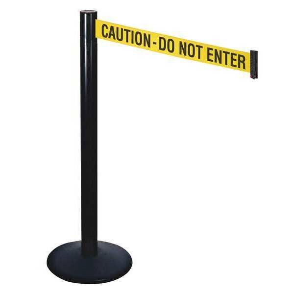 Barrier Post, Blk, Ylw/Blk Text, 3in Belt W