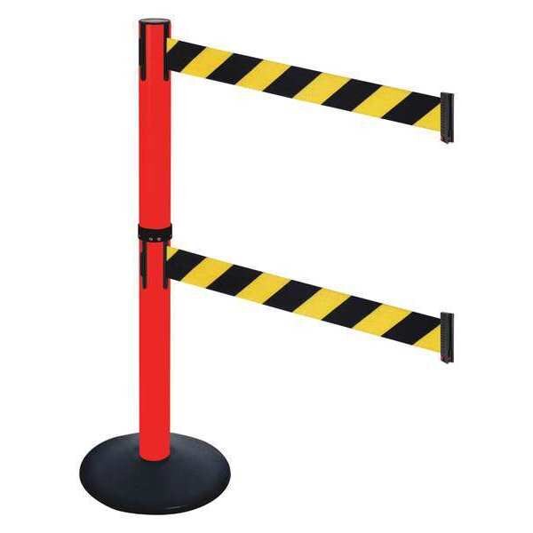 Barrier Post, PVC Post, Black, Blk/Ylw Belt