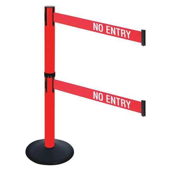 Barrier Post, Red/White Belt Text, 40in. H