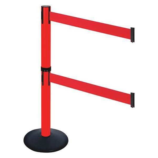 Barrier Post, Red Belt, 2 Belts, 40 in. H