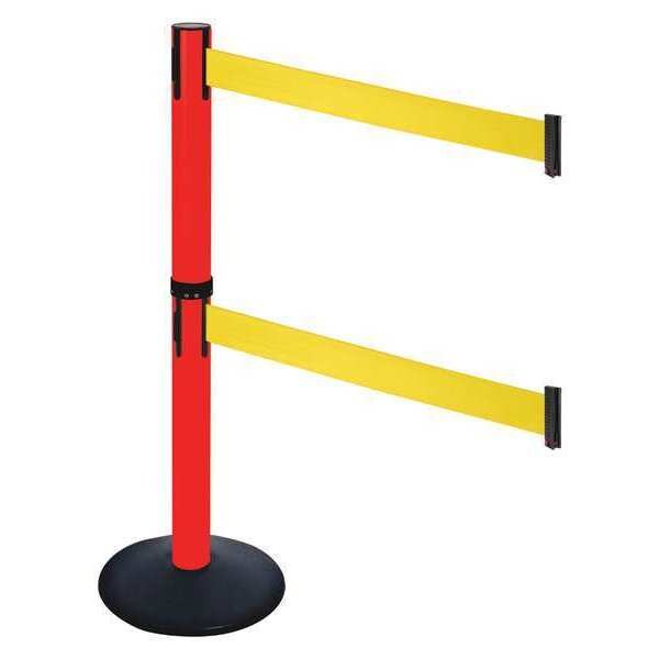 Barrier Post, PVC Post, Ylw Belt, 2 Belts