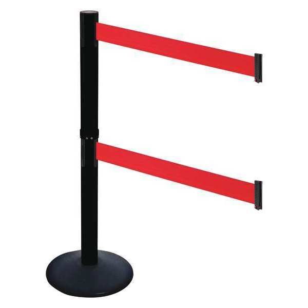Barrier Post, Blk, Red Belt, Sloped, 40in. H