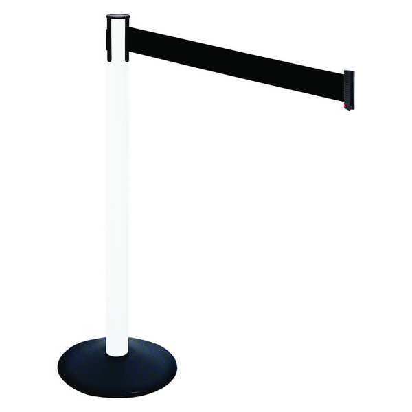 Barrier Post, 40 in. H, Black Belt, w/Base