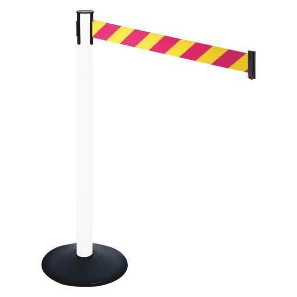 Barrier Post, PVC Post, Magenta/Ylw Belt