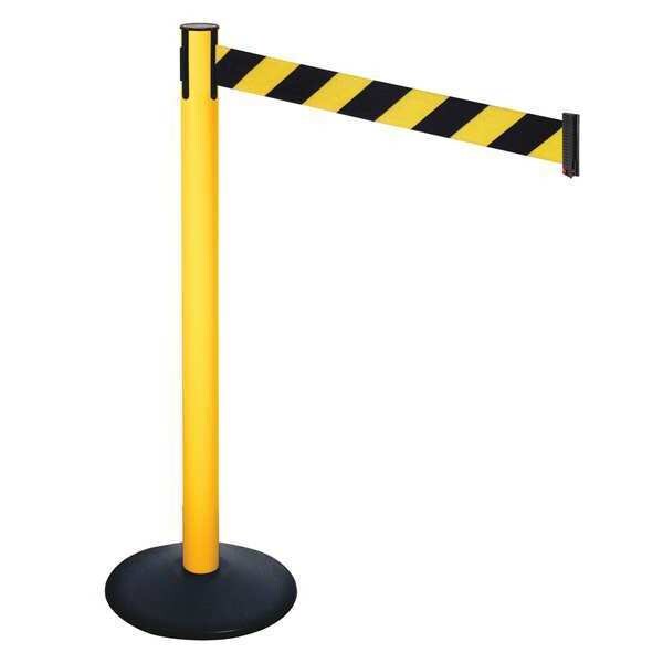 Barrier Post, Black/Ylw Belt, 3 in. Belt W