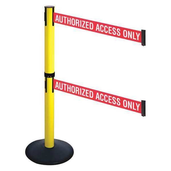 Barrier Post, Red/White Belt Text, 2 Belts